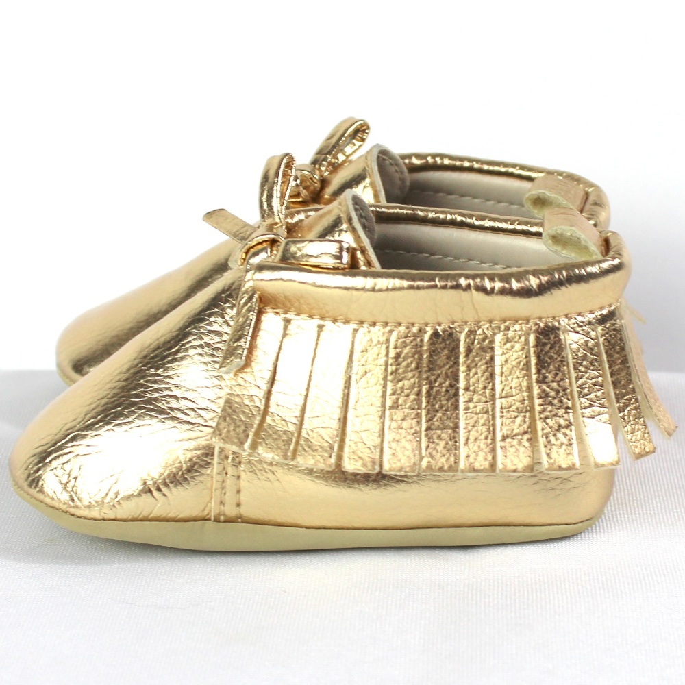 Old Navy Gold Moccasins Size 6-12 Months - Picture 3 of 8
